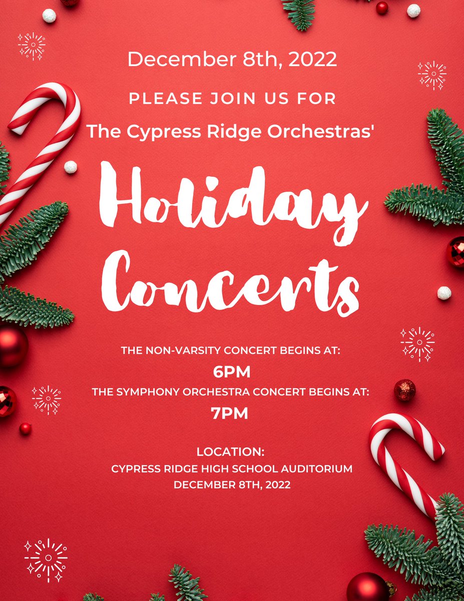 Please make plans to join us for our Holiday Orchestra Concerts.