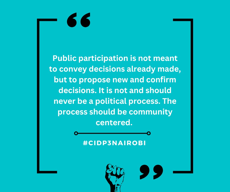AbukaAlfred's tweet photo. Public participation should be inclusive and ensure incorporation of all inputs and be human centered 
#CIDP3Nairobi https://t.co/cCWInfeBli
