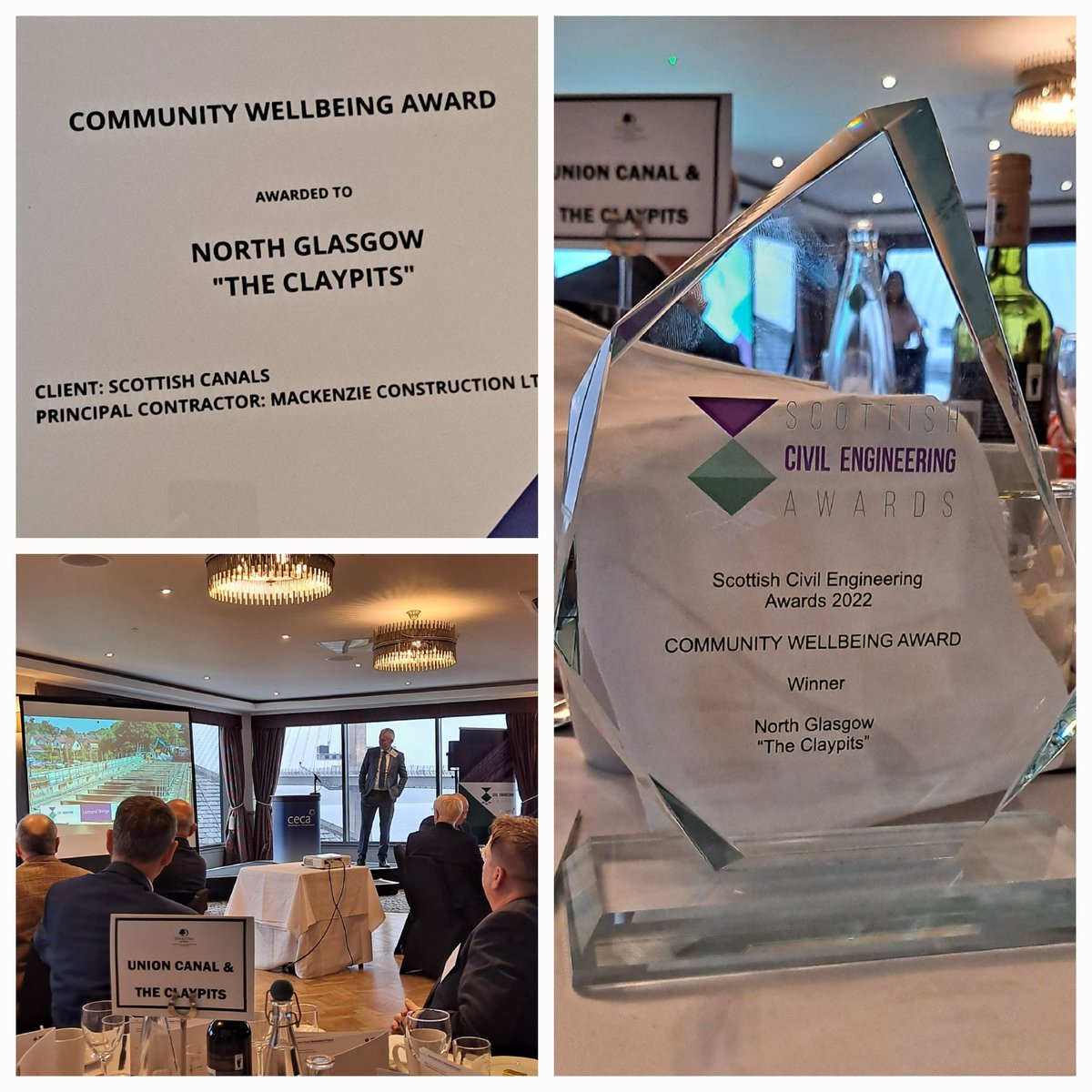 Winner winner chicken (beef) dinner. Delighted for <a href="/MackenzieConstr/">Mackenzie Construction</a> <a href="/scottishcanals/">Scottish Canals</a> winning the <a href="/CECA_Scotland/">CECA Scotland 🏴󠁧󠁢󠁳󠁣󠁴󠁿</a> #scottishcivils community wellbeing award for <a href="/ClaypitsLnr/">Hamiltonhill Claypits LNR</a> . @LUCtweeting