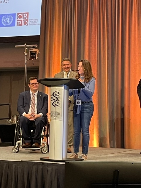 InclusionCA's tweet photo. Congratulations to @ARCHDisability 's own Kerri Joffe for receiving the @BCANDS1 Indigenous Partnership Award. Well deserved Kerri! https://t.co/9aPl3aHajE