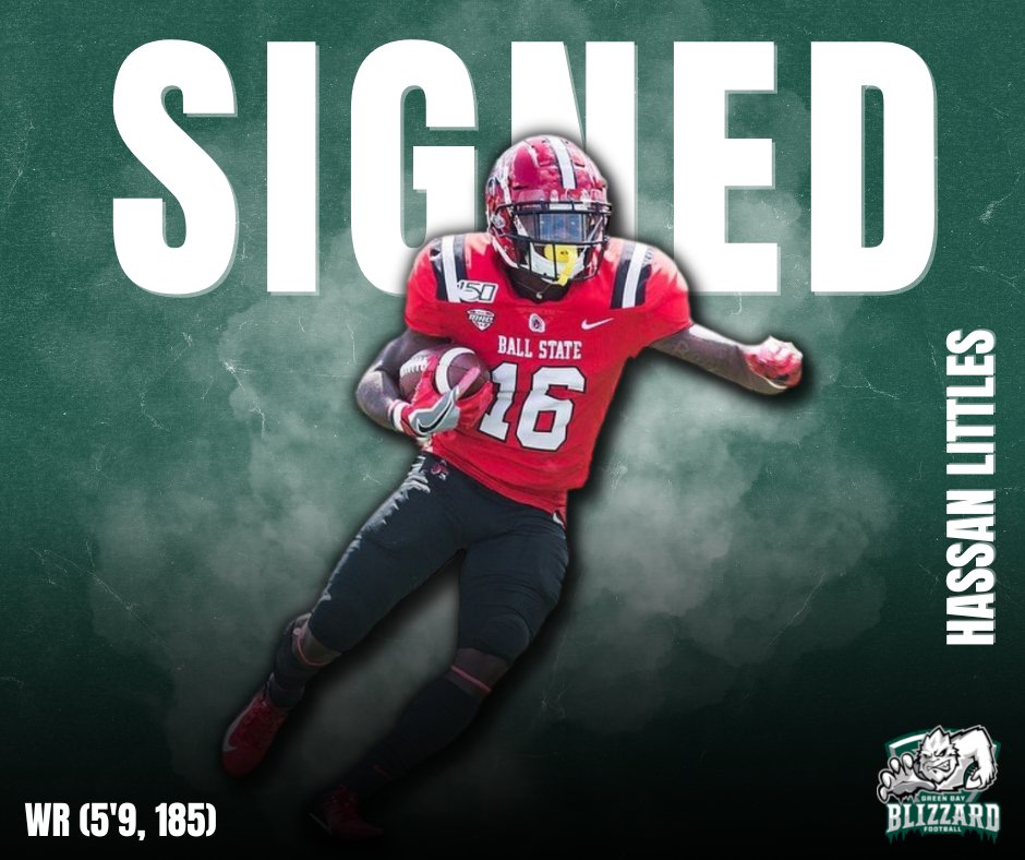 Green Bay Blizzard (@gbblizzard) on Twitter photo Green Bay has signed WR Hassan Littles! A native of Lithonia, Georgia, Littles attended <a href="/BallStateFB/">Ball State Football</a>, where he recorded 24 receptions for 193 yards, along with 3 tackles and 2 blocked kicks on special teams. Welcome to the Blizz, <a href="/WatchHLittles/">Hassan Littles™</a>! #GoBlizz #GetBlizzy ❄️🏈 Green Bay has signed WR Hassan Littles! A native of Lithonia, Georgia, Littles attended <a href="/BallStateFB/">Ball State Football</a>, where he recorded 24 receptions for 193 yards, along with 3 tackles and 2 blocked kicks on special teams. Welcome to the Blizz, <a href="/WatchHLittles/">Hassan Littles™</a>! #GoBlizz #GetBlizzy ❄️🏈