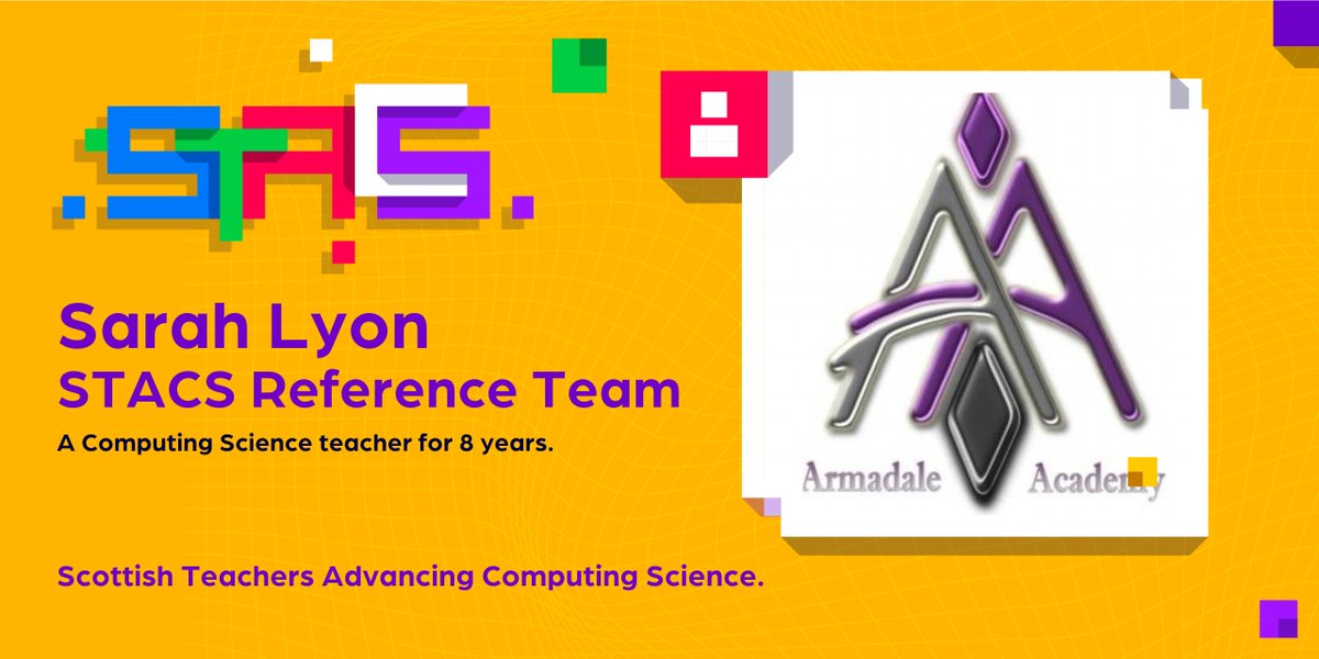 Scottish Teachers Advancing Computing Science (@stacshq) on Twitter photo Meet the excellent Sarah Lyon from Armadale Academy <a href="/ArmadaleAcademy/">Armadale Academy</a>. A Computing Science teacher for 8 years.
Sarah is driven and has brilliant ideas. We are so excited to have her as part of our team.
Sign up stacs.scot Meet the excellent Sarah Lyon from Armadale Academy <a href="/ArmadaleAcademy/">Armadale Academy</a>. A Computing Science teacher for 8 years.
Sarah is driven and has brilliant ideas. We are so excited to have her as part of our team.
Sign up stacs.scot