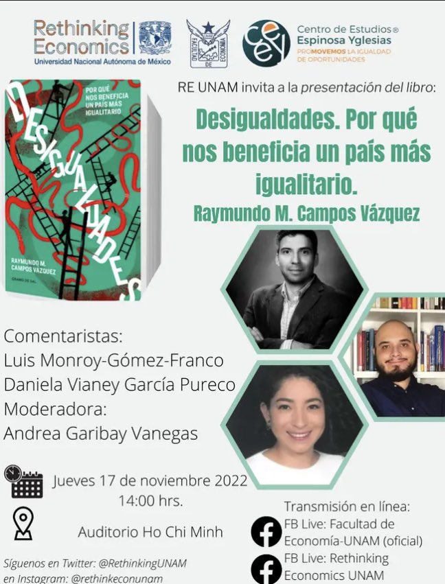 MGF91's tweet photo. ¡Es hoy! A las 2 pm estaremos presentando el libro de @rmcamposvazquez en la Facultad de Economía de la UNAM. Cáiganle en persona o sigan la transmisión por el FB de @RethinkingUNAM https://t.co/AeL1ulOXab