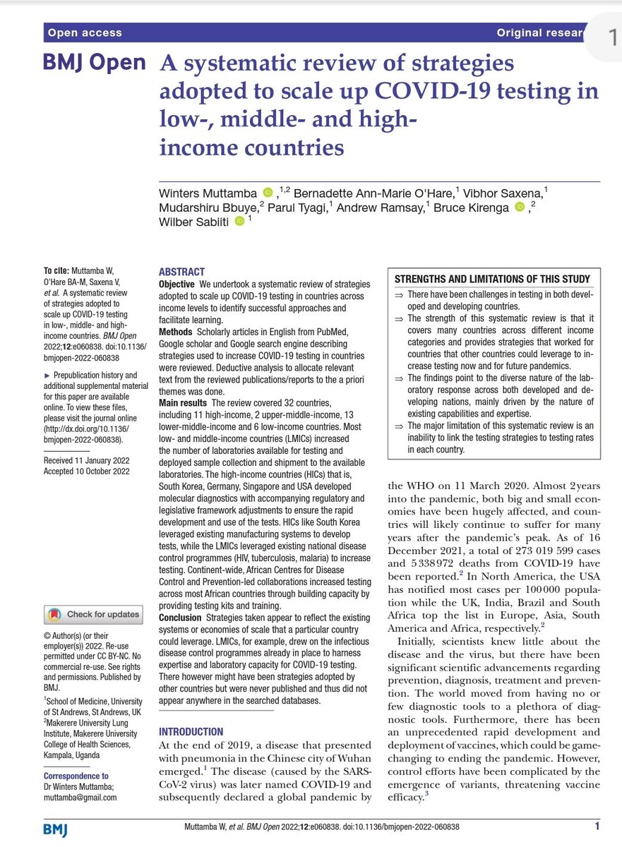 Winters Muttamba Themba 🇺🇬🇷🇼 (@winterzie) on Twitter photo My 1st PhD publication is out. There are several lessons learned for the future from the #COVID19 pandemic. Blessed to have a star studded supervisory team <a href="/SabiitiwWilber/">Wilber Sabiiti</a> <a href="/brucekirenga/">Bruce Kirenga</a> <a href="/bernieaohare/">Dr Bernadette O Hare</a> <a href="/vibhoreco/">Vibhor Saxena</a> Andy Ramsey. My 1st PhD publication is out. There are several lessons learned for the future from the #COVID19 pandemic. Blessed to have a star studded supervisory team <a href="/SabiitiwWilber/">Wilber Sabiiti</a> <a href="/brucekirenga/">Bruce Kirenga</a> <a href="/bernieaohare/">Dr Bernadette O Hare</a> <a href="/vibhoreco/">Vibhor Saxena</a> Andy Ramsey.