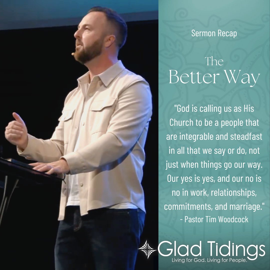 "God is calling us as His Church to be a people that are integrable and steadfast in all that we say or do. Our yes is yes, and our no is no in work,  relationships, commitments, and marriage."

Find this week’s sermon on YouTube or GT's Podcast.

#SermonRecap #TheBetterWay