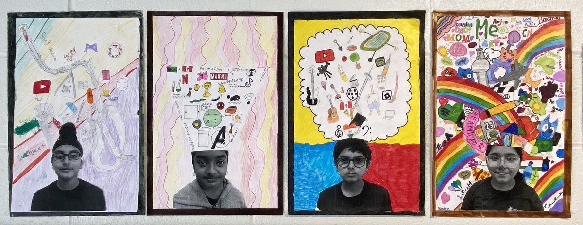 Creating Mind Maps to explore our identities, what makes us unique and showcase the things we love! #mindmaps #art #grade6 #grade6classroom #mspersaudsclassroom