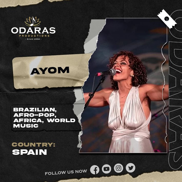 odarasprod's tweet photo. Ayom is a multicultural band, made up of 6 members from Brazil, Angola, Italy and Greece with Brazilian singer and percussionist Jabu Morales. Blending century old traditions with the black and rhythmical language of lusophone cultures,... https://t.co/UPu0G4ixlZ