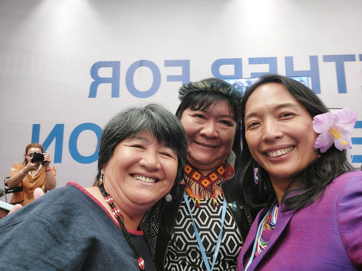 NiaTero's tweet photo. Joan Carling, Jennifer Corpuz and Joenia Wapichana attending a convening with @LulaOficial at #COP27 where he gave thanks to civil society for their persistence. 

#CivilSociety #Brazil #Brasil #Lula 
@JoanCarling @jing_corpuz @JoeniaWapichana @NiaTero @IPRightsIntl https://t.co/1vLmPN8kLM