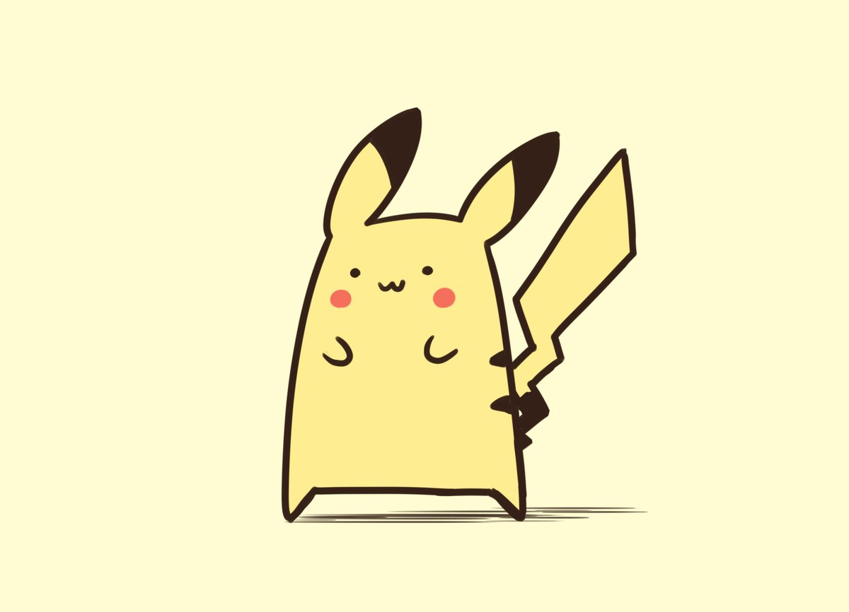 pikachu no humans pokemon (creature) solo :3 simple background yellow theme yellow background  illustration images