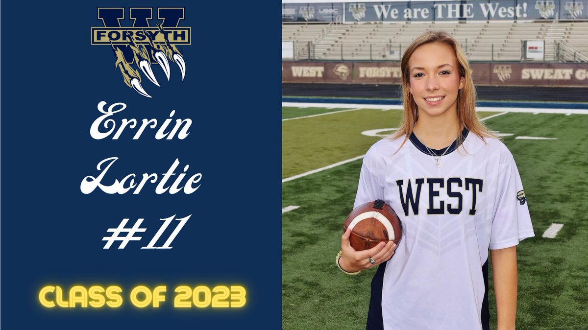 West Forsyth Girls’ Flag Football (@wfhs_flag) on Twitter photo Congratulations to Senior Errin Lortie! #Flag Family #Classof2023 <a href="/WFHSAD/">Brett Phipps, CMAA</a> @ WFHSAthDept @ WFHS_HS Congratulations to Senior Errin Lortie! #Flag Family #Classof2023 <a href="/WFHSAD/">Brett Phipps, CMAA</a> @ WFHSAthDept @ WFHS_HS