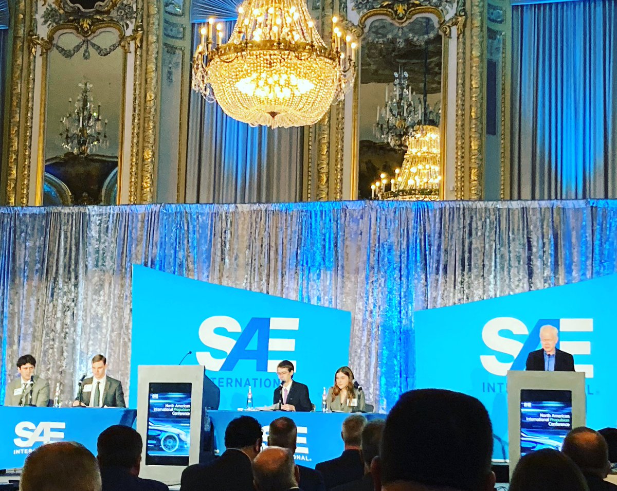 Debaters David McDermott/Kelly Skoulikaris are debating MSU about whether electric vehicles are the final solution to achieve carbon neutrality. The debate is part of the 2022 N.A. International Propulsion Conference hosted by SAE International at Hilton Chicago Hotel. Go Blue!