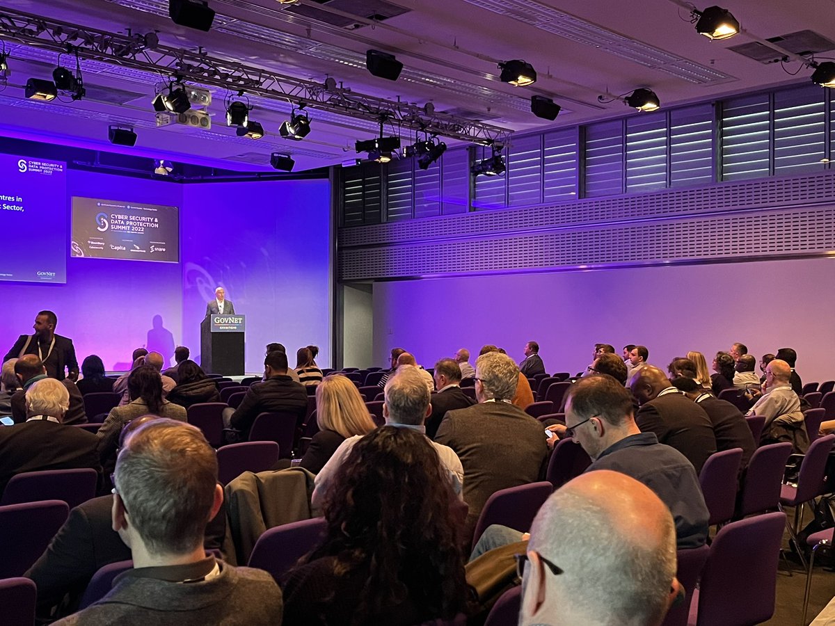 UKCyberSummit's tweet photo. The fantastic Simon Newman from our partners @London_CRC has taken to the stage in the main plenary to discuss more about the work they’re doing! #Cyber22 https://t.co/8ZXirdokHL
