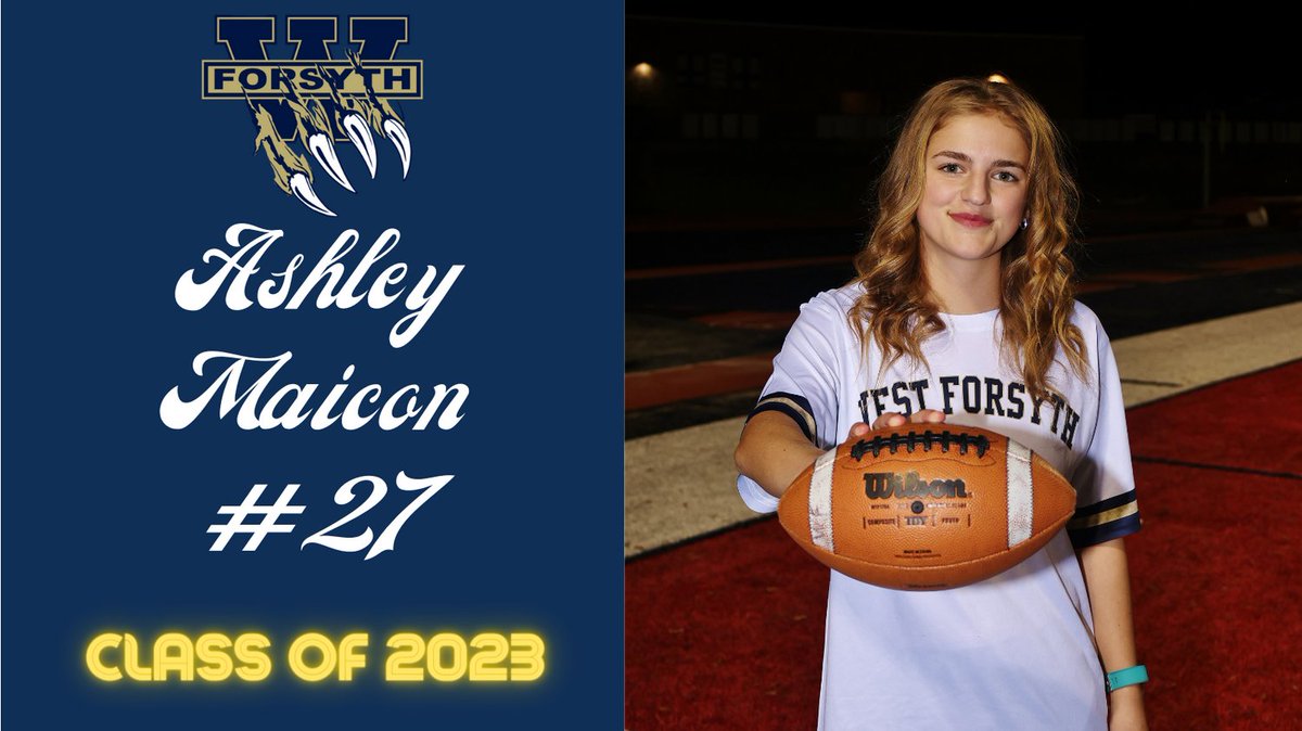 West Forsyth Girls’ Flag Football (@wfhs_flag) on Twitter photo Congratulations to Senior Ashley Maicon! #Flag Family #Classof2023 <a href="/WFHSAD/">Brett Phipps, CMAA</a> @ WFHSAthDept @ WFHS_HS Congratulations to Senior Ashley Maicon! #Flag Family #Classof2023 <a href="/WFHSAD/">Brett Phipps, CMAA</a> @ WFHSAthDept @ WFHS_HS