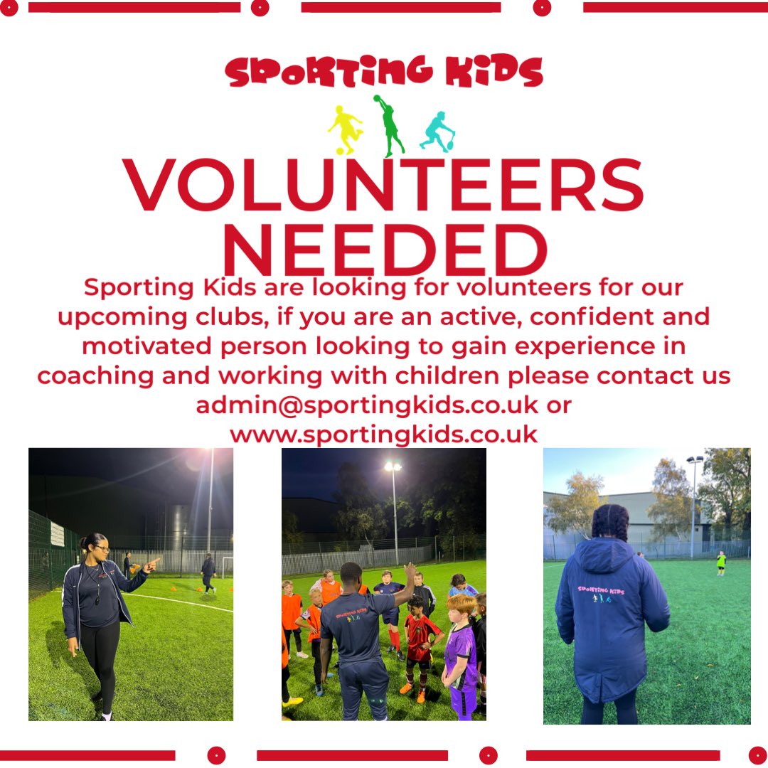 We’re looking for volunteers! If you are interested please contact us for more information👍🏽                #sportingkids #volunteering #footballclub #hemelhempstead #hertfordshire