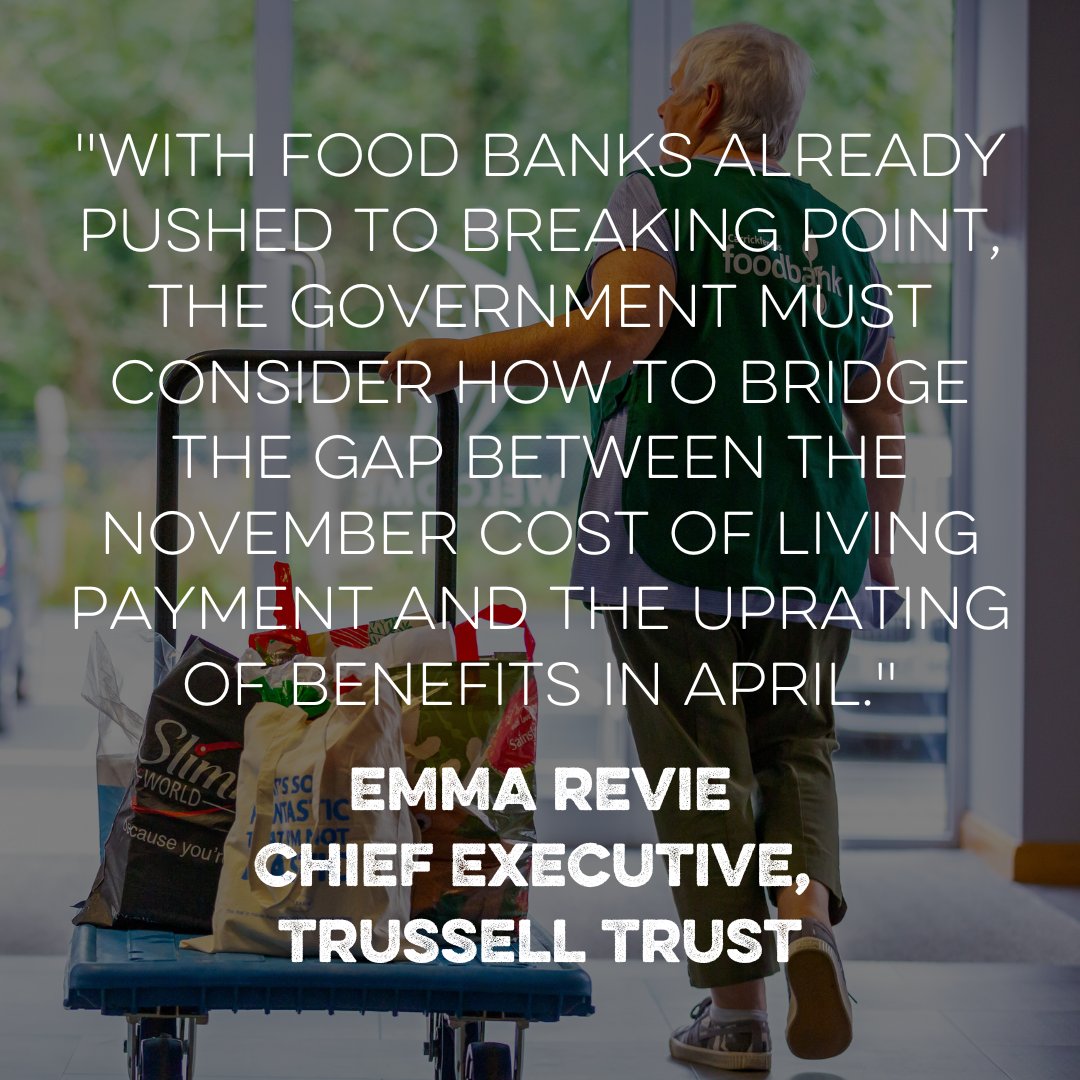 📣 Today the government recognised that people on the lowest incomes must be protected, and we welcome the Chancellor’s decision to increase benefits in line with inflation from April. However for many people facing hardship now, April will feel very far away ⤵️ #AutumnStatement