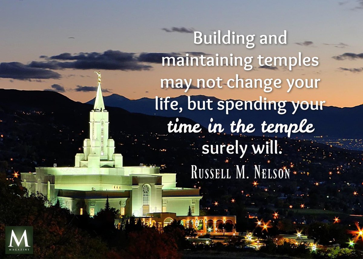 “Building and maintaining temples may not change your life, but spending your time in the temple surely will.” ~ President Russell M. Nelson 

#LDSTemples #LoveOneAnother #ChildrenOfGod #EternalLife #ShareGoodness #FamiliesCanBeForever #TheChurchOfJesusChristOfLatterDaySaints