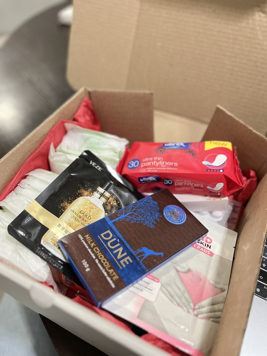 therealchilotam's tweet photo. @Pharmarun_ Thank you SO much. This period care box came at the perfect time! It’s the sweet note on the card & the heat aid for me. I love it🥹🫶🏾. https://t.co/JyuSrhOPDe