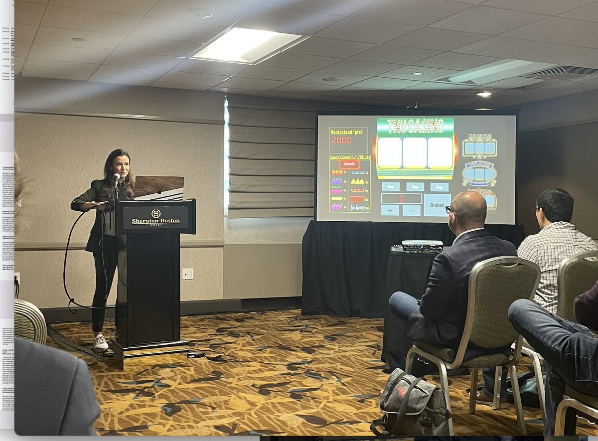 Psychonomic Society (@psychonomic_soc) on Twitter photo <a href="/rikepetzschner/">Frederike Petzschner</a> provided a riveting talk over the dynamic of becoming hooked on gambling. She asked: Why do we get hooked and why is it that some people stay hooked? While one explanation could be Intermittent reinforcement (Ferster & Skinner, 1957) . . . <a href="/rikepetzschner/">Frederike Petzschner</a> provided a riveting talk over the dynamic of becoming hooked on gambling. She asked: Why do we get hooked and why is it that some people stay hooked? While one explanation could be Intermittent reinforcement (Ferster & Skinner, 1957) . . .