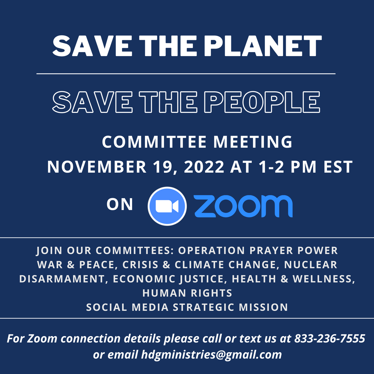 SAT 11/19 Zoom Details Enclosed Monthly HDGM Organizing Meeting! 🙌 - hdgministries.org
