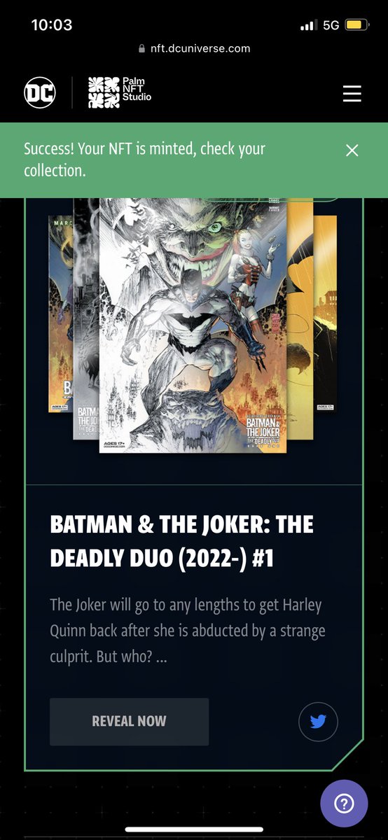 0x_er1c's tweet image. I just claimed my  NFT. Find out more about DC NFTs at   nft.dcuniverse.com #DCComics