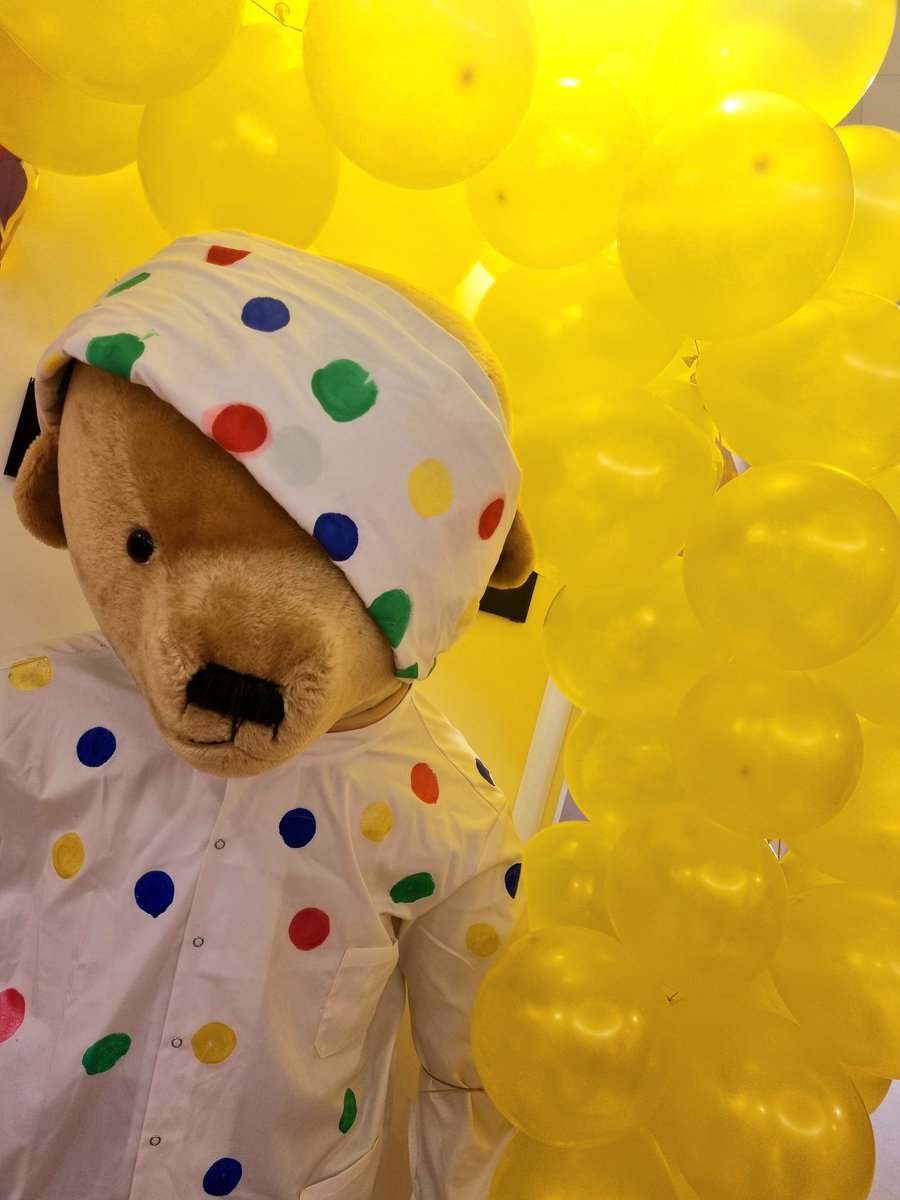 PlayTeamRHH's tweet photo. Tomorrow is #ChildrenInNeed2022 💛💛 So please show your support and wear your ears, something yellow or some spots! 🐻💛 Let's make it a #spotacular day! @DudleyGroupNHS @teampaeds @PaedsOPD Friday 18th November 2022. 💛 https://t.co/15fpcVP13O