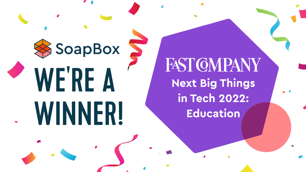 soapboxlabs's tweet image. We win! More recognition for SoapBox today, thanks to @FastCompany and #NextBigThingsInTech 2022! 🎉 fastcompany.com/90804417/socia…