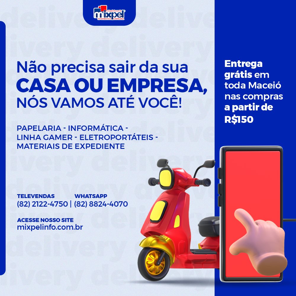 MixpelInfo's tweet photo. 🤩 Fala galera, você sabia que realizamos a entrega dos seus produtos?

📦 Compre sem sair da sua casa/empresa, nos preocupamos com sua comodidade, entre em contato com um de nossos consultores de vendas!

#informatica #papelaria #mixpelinfo #maceio #entregasmaceio https://t.co/qnJM169Vl7