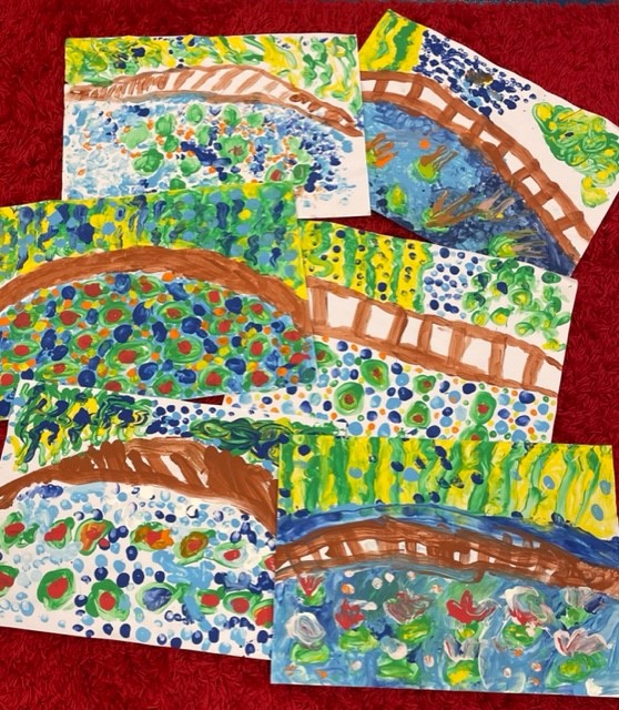 Year 1 have been learning about landscapes and the artist Monet. They looked at some of his paintings and talked about how he enjoyed painting the different seasons in the outdoors. The children then used colour and texture to paint a landscape in the style of Monet.