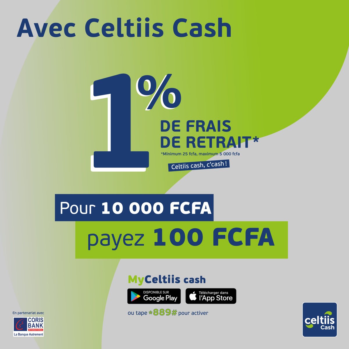 celtiisbj's tweet photo. On peut faire beaucoup de choses avec 10 000 F ! C'est pour ça qu'avec Myceltiis Cash, tes frais de retrait sont à 1% et rien de plus ! Donc pour 10000F, tu payes 100F ! Télécharges l'application sur Android et iOS ici : https://t.co/PYr08pmkOt 
#BienvenueChezVous
#Team40
#wasexo https://t.co/AzdIT4czRS