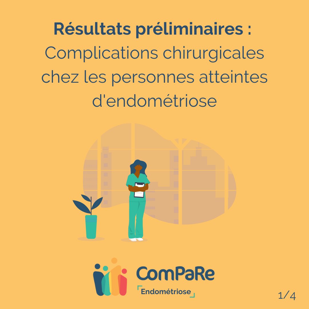 Thread 1/4
Voici des 1ers chiffres de notre étude sur les #complications chirurgicales 🏥 chez les personnes atteintes d'#endométriose🎗️
👉 Cette étude vise à identifier le profil des patientes les plus susceptibles de subir ces complications pour pouvoir les réduire à l'avenir