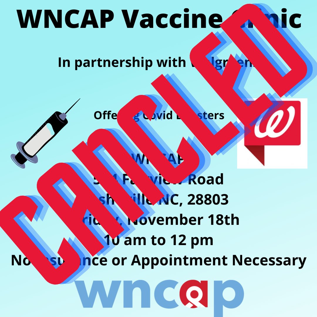 Unfortunately, tomorrow's vaccine clinic will be canceled due to circumstances outside our control. Stay tuned for our next clinic coming soon!