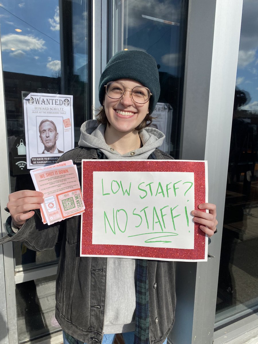 "Red cup day is notoriously difficult on baristas and notoriously profitable for Starbucks, striking on a day that affects everyone moreso than an average day is a great way to connect with the community about why unions are so necessary.”
- Emily Schule (they/them), barista