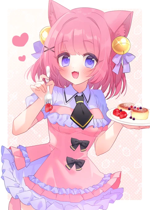 ✧commission✧  ピンク髪×猫耳×鈴リボン大好き!リクエストありがとうございました #Skeb 