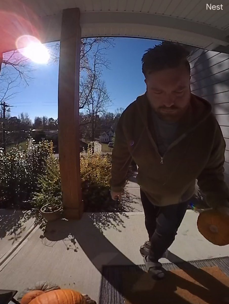 Why is seeing myself on the doorbell camera the most humiliating thing that happens to me every day? (Throwing out the pumpkins that were rotting at my front door 🥰)