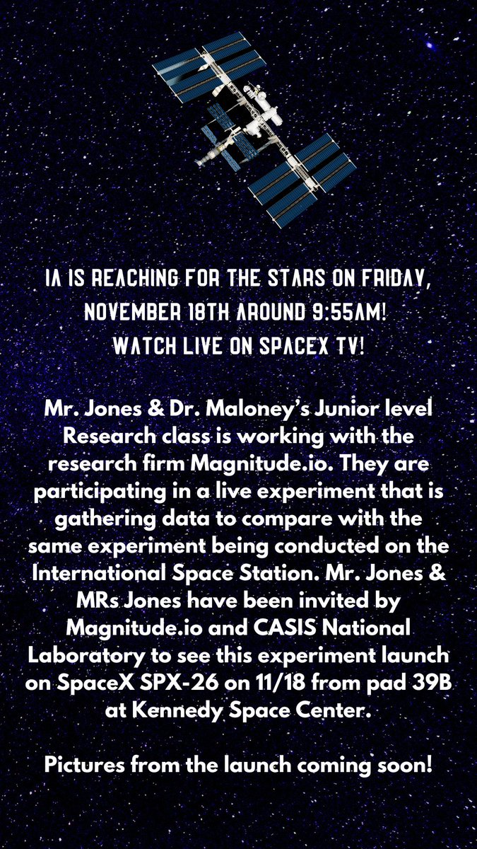 iaptso's tweet photo. Exciting times for IA! #TheIAWay #SpaceAndBeyond @IAFultonSchools https://t.co/BrLJ83MVfX
