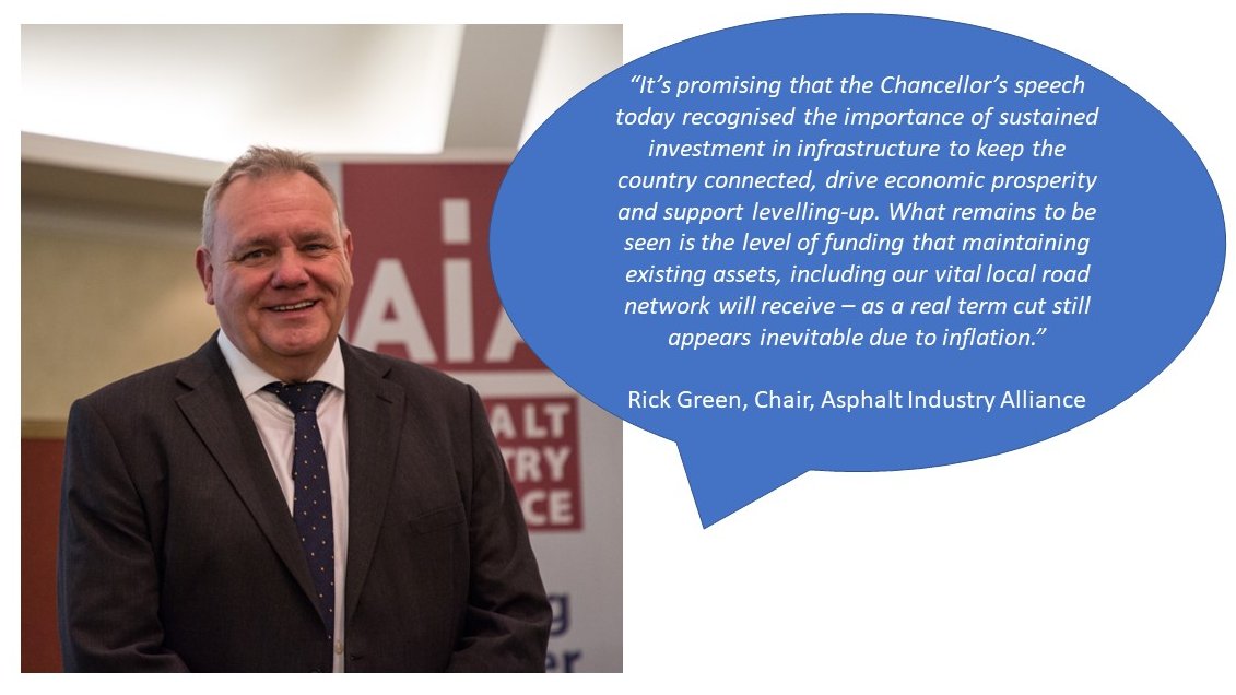 AIA_Asphalt's tweet photo. Read more of our Chair Rick Green's reaction to today's Budget at: https://t.co/DbwwRn9zfQ https://t.co/608JVXL14d
