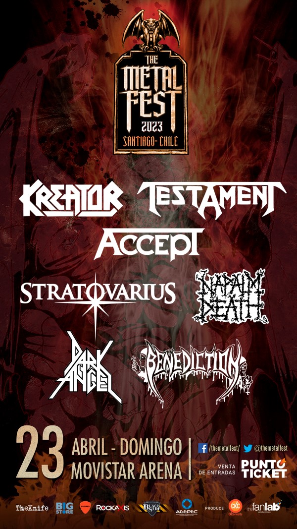 On 23. April we'll be in Chile, playing the Movistar Arena in Santiago for @TheMetalFest 2023 along with #Kreator, #Testament and many more! 🤘 Tickets available now: puntoticket.com/the-metal-fest… #Metalfest #Metalfest2023 #MetalfestChile #MetalFestival