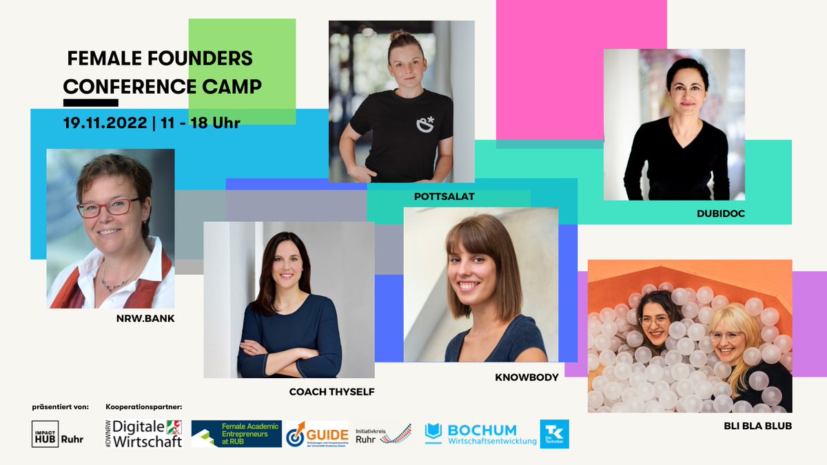 Impact Hub Ruhr (@impacthubruhr) on Twitter photo 😍 Diese tollen Unternehmen und Speakerinnen haben wir für Euch zum #FemaleFoundersConferenceCamp am 19.11. eingeladen: <a href="/bbb_verlag/">bli bla blub - der inklusive Kinderbuchverlag</a>, KNOWBODY, <a href="/dubidoc/">dubidoc</a>, Coach Thyself, Pottsalat, <a href="/NRWBANK/">NRWBANK</a> Wir freuen uns riesig! 🎟 Für Tickets hier entlang: t1p.de/female-founder… #Gründen 😍 Diese tollen Unternehmen und Speakerinnen haben wir für Euch zum #FemaleFoundersConferenceCamp am 19.11. eingeladen: <a href="/bbb_verlag/">bli bla blub - der inklusive Kinderbuchverlag</a>, KNOWBODY, <a href="/dubidoc/">dubidoc</a>, Coach Thyself, Pottsalat, <a href="/NRWBANK/">NRWBANK</a> Wir freuen uns riesig! 🎟 Für Tickets hier entlang: t1p.de/female-founder… #Gründen