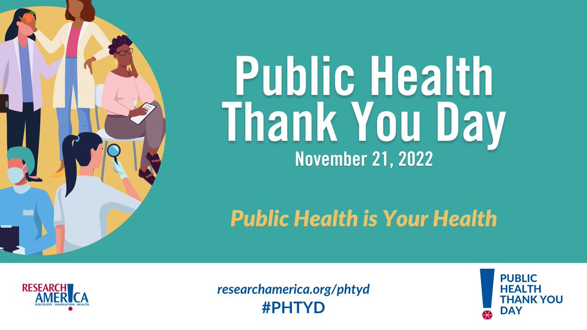 On Monday, Nov. 21, for Public Health Thank You Day, join us in sending a thank you to the public health workforce! We appreciate your efforts to enhance the health and well-being of Americans through research, disease prevention, emergency preparedness, and more. #PHTYD