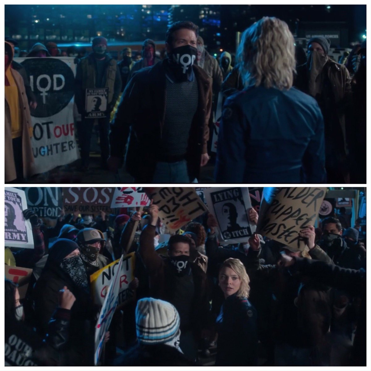 Eecho276's tweet photo. Woman discovers that sharing heartfelt stories of personal discovery is not enough to sway an angry mob.

#MotherlandFortSalem #SaveMotherlandFortSalem #describeashowbadly https://t.co/WT7mJOKYGA