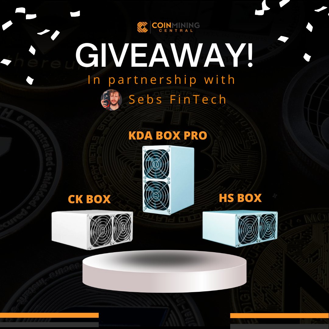 To celebrate a new partnership, we're giving away 3 miners🎉 Together with @sebhezlo, we invite you to enter a prize draw for your chance to win a KDA Box Pro, CK Box, or a HS Box miner! Check the full instructions here: gleam.io/9Ncpr/november… Giveaway ends on 27th Nov.