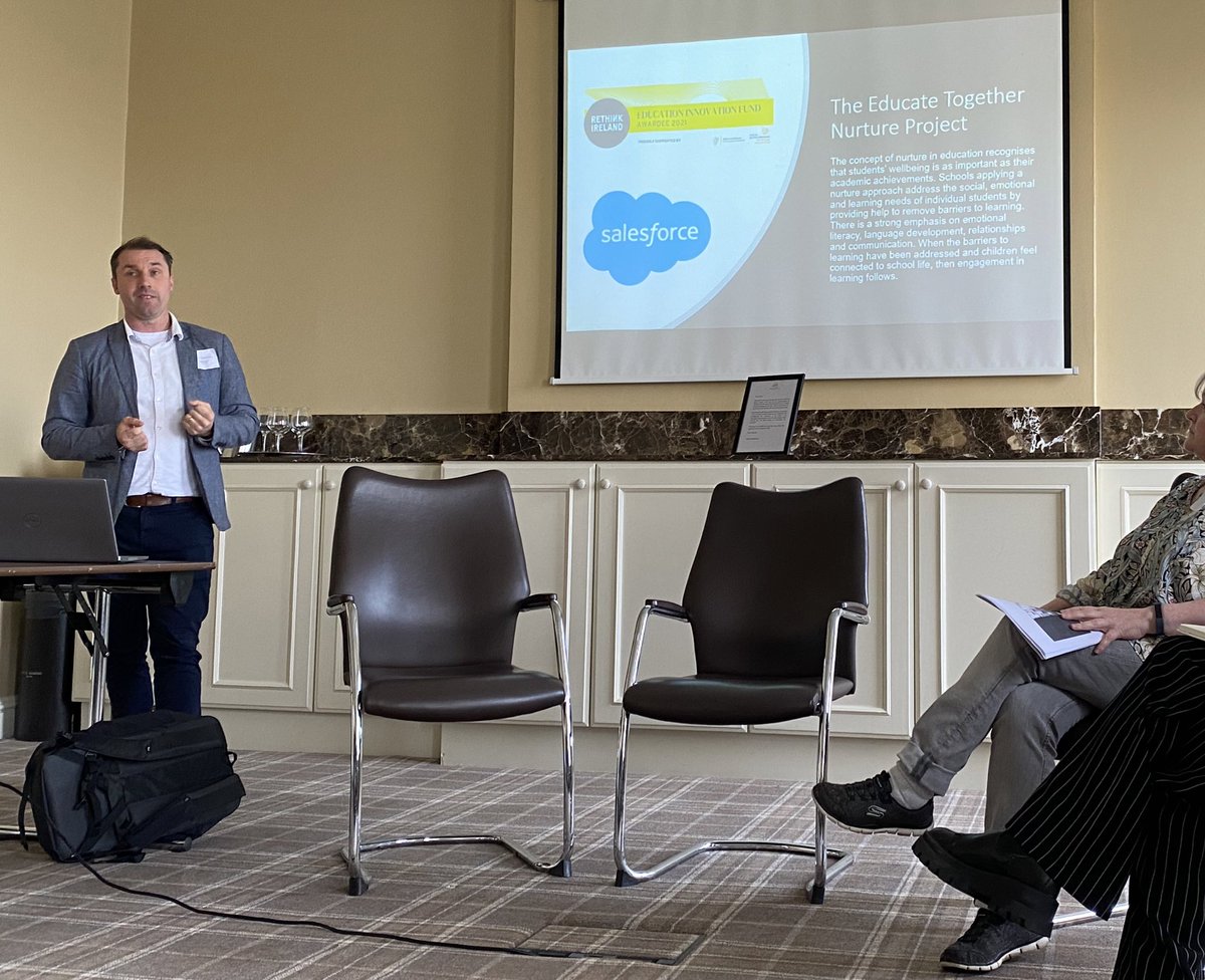 NrSusana's tweet photo. Really insightful & inspiring input by @CashmanD at the #tipcon22 on trauma informed practices in school and implementation of a #Nurture whole-school approach.Great child-centred inclusive work happening in @SouthLeeETNS & other @EducateTogether schools across the country. https://t.co/ZQH4Uyl7uB