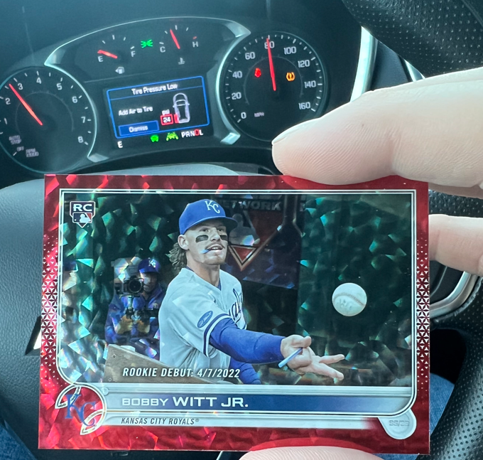 CardPurchaser's tweet image. Someone in my Discord hit this Bobby Witt Jr. this morning...while going 80?