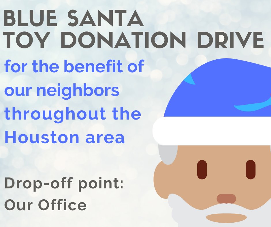 EnnisChiro's tweet photo. Our #BlueSanta Toy Drive is still underway! Drop off toys at our office to help make the holidays brighter for our neighbors in the Houston Area! https://t.co/lPyTA8iRQY