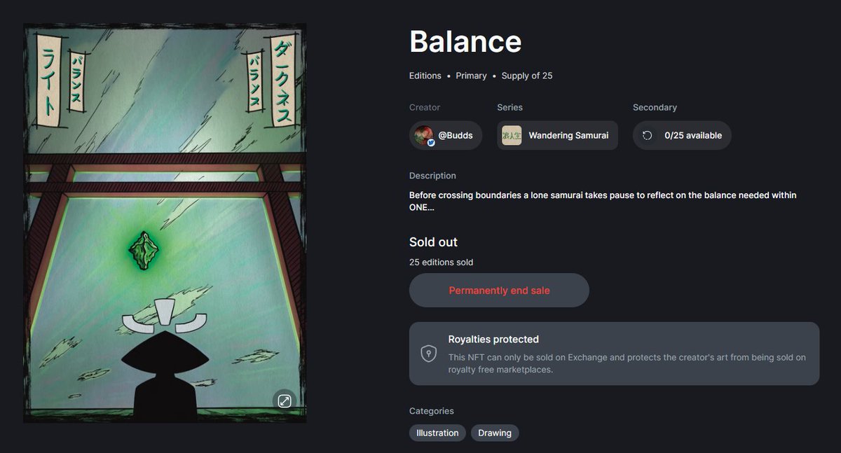 "Balance" is now SOLD OUT🎊

I am honored to welcome in any new collectors from this drop💚

THANK YOU!!
<a href="/ramenya6/">ramenya 🍜</a> 
<a href="/Oneleggeduck/">Krusty🇦🇺</a> 
<a href="/technocube_eth/">TechnoCube</a> 
<a href="/Secolo_/">Secolo</a> 
<a href="/thetanner/"></a> 
<a href="/StealthyNinjaaa/">StealthyNinja.ADSC 🦇</a> 
<a href="/kritterkillr/">Kritterkillr</a> 
@LIFEAFTRDARK 
+ unknown wallets 

Welcome to The <a href="/ZillenianCircle/">The Zillenian Circle</a>🉐