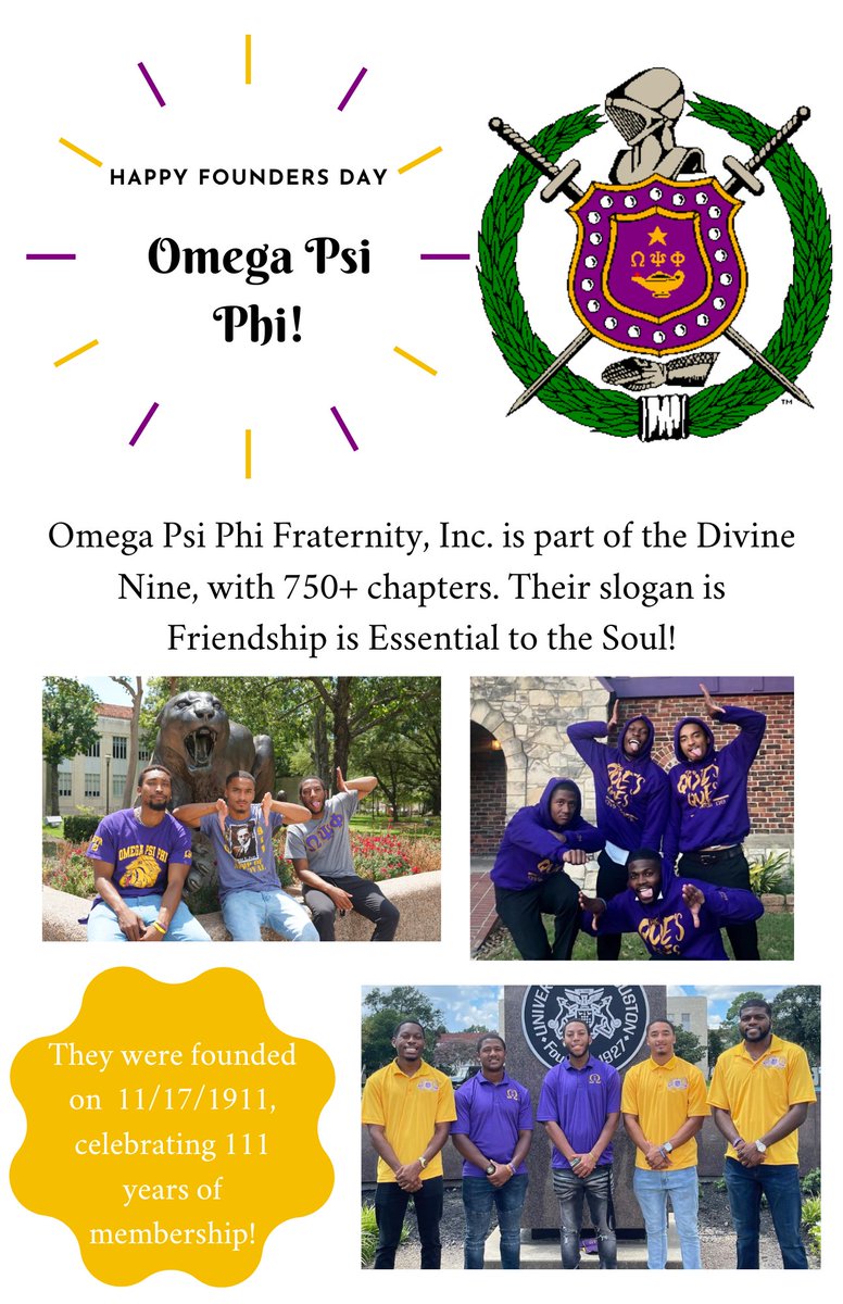 Happy National Founders day to Omega Psi Phi Fraternity, Inc. from the Center of Fraternity and Sorority Life!