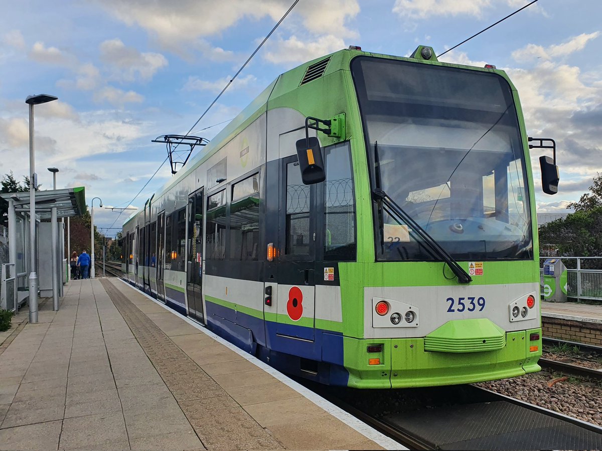 JamesTGlossop's tweet photo. London Tramlink 2539 seen at Waddon Marsh tram stop earlier. (17/11/2022) #WaddonMarsh #Tram #London @JedKendray @303032T @JedKendray @303032T https://t.co/l8LauMFR4h