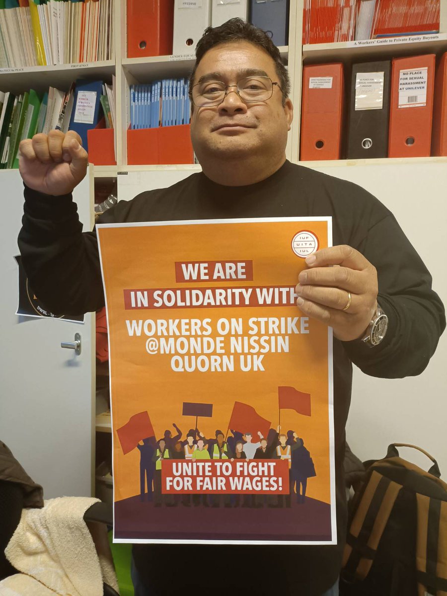 IUF in solidarity with <a href="/unitetheunion/">Unite the union: join a union</a> members on strike <a href="/monde_nissin/">Monde Nissin Corporation</a> UK fighting for fair wages. <a href="/QuornFoods/">Quorn Foods UK</a> is refusing to negotiate! Workers deserve fair wages &amp; respect! Negotiate NOW! #MarlowFoods #QuornFoods