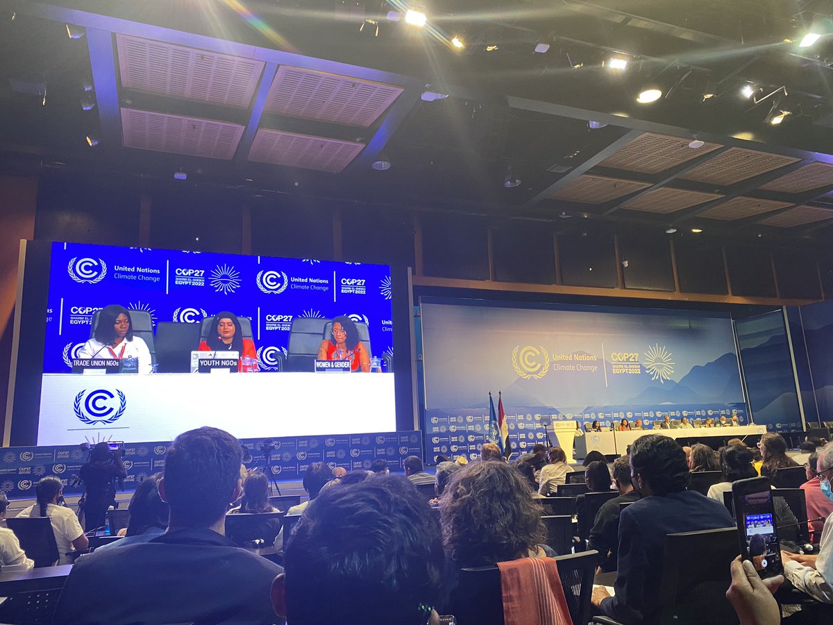 The energy was ⚡️ at the #COP27 People’s Plenary today, with fearless voices representing gender, youth, workers and disability rights. Amazing words from Saher Rashid Baig <a href="/CYPavilion/">COP30 Children and Youth Pavilion</a>. Despite all the odds (and negotiations) hope was here.