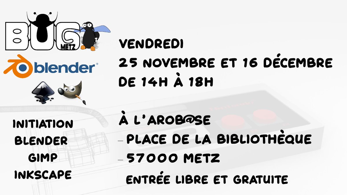 #Metz bugmetz.tuxfamily.org
#b3d #GIMP #Inkscape